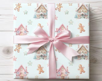 Gingerbread House Christmas Wrapping Paper, Festive Holiday Gift Wrap