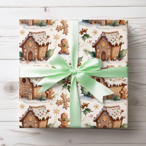 Christmas Wrapping Papers, Gingerbread House and Gingerbread man Holiday Gift Wrap, Festive Holiday Decor, Seasonal Wrapping Supplies, Xmas