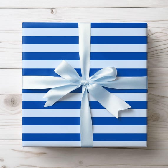Blue Striped Wrapping Paper: 90gsm Fine Art Paper