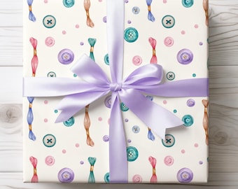 Watercolor Sewing Buttons Wrapping Paper - Crafty Gift Wrap