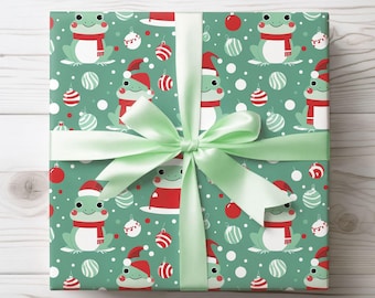 Festive Frog Christmas Wrapping Paper