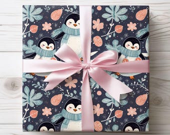 Penguin Dreams & Snowy Schemes, Soft Winter Wrapping Paper
