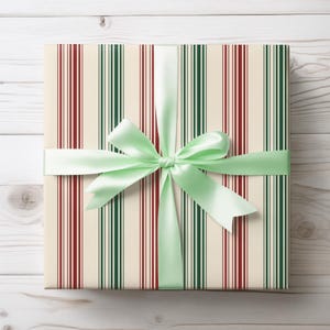 Festive Red and Green Striped Wrapping Paper for Holiday Gifting
