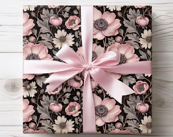 Elegantes Rosa Blumen Geschenkpapier