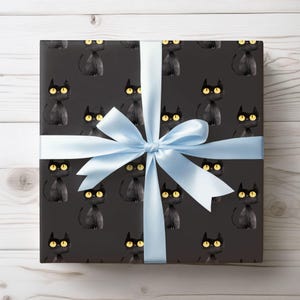 Cat Wrapping Papers, Black Cat Design, Gift Wrap Sheets, Cat Lover Gift, Animal Print, Cute Gift Wrap, Birthday Present Packaging, Christmas