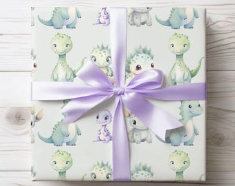 Baby Dinosaur Wrapping Paper, Kids Birthday, Baby Shower