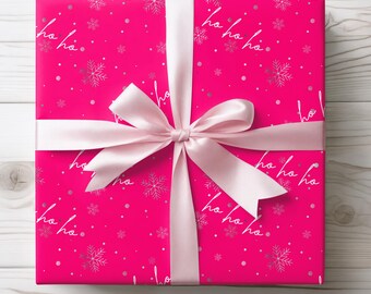 Hot Pink Christmas Wrapping Paper, Modern Holiday Style