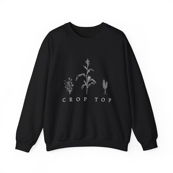 Crop Top Sweatshirt With Wheat, Corn, and Cotton Images