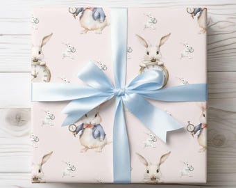 White Rabbit Wrapping Paper: Vintage Easter Bunny Gift Wrap