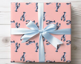 Pink & Blue Lobster Wrapping Paper: Chic Gift Wrap, Birthday, Holiday