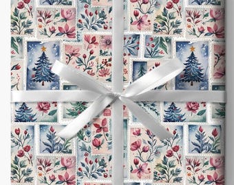 Festliches Geschenkpapier für Feiertage, Geschenkverpackung, Weihnachten, Geburtstage, Florale, Bunte Muster, umweltfreundlich