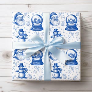Vintage Blue Toile De Jouy Christmas Wrapping Paper