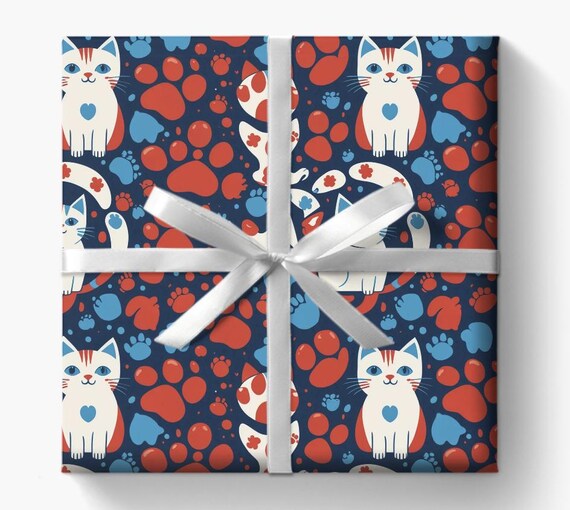 Carta Da Regalo Con Impronte Di Zampe - 2 Fogli In Kraft Riciclabile, Con Etichette Omaggio