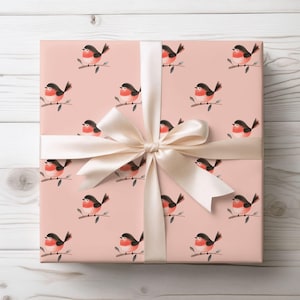 Wrapping Papers, Cute Robin Design, Holiday Gift Wrap, Orange Background, Gift Packaging Supplies, Bird Lover Gift Wrap, Christmas Wrapping