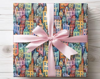 Colorful Cityscape Wrapping Paper