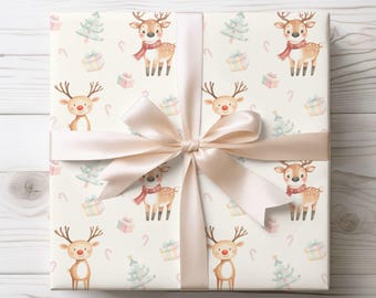 Reindeer Gift Wrap, Whimsical Christmas Wrapping Paper