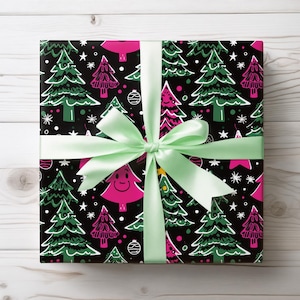 Tree-Rex and Sass, Neon Sketchmas Wrapping Paper