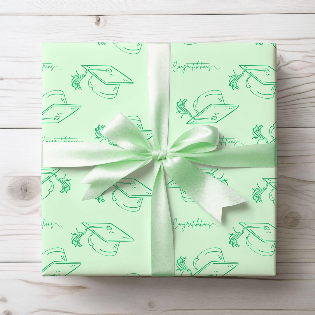 Congratulations Green Wrapping Papers, College Graduate Gift Wrap, High ...