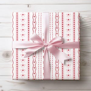 Charming Holiday Stripes and Heart Gift Wrap