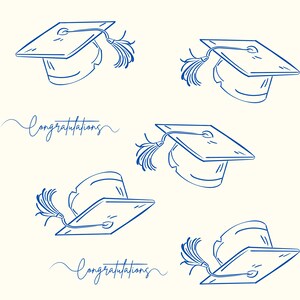 Graduation Gift Wrap, Congrats Mortarboard, Off White and Blue image 2