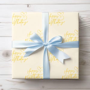 Yellow Happy Birthday Wrapping Paper: Eco-Friendly Gift Wrap