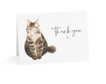 Charming Tabby Cat Thank You Note - Show Your Gratitude to Your Pet Sitter