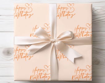 Orange Happy Birthday Wrapping Paper: 90gsm Fine Art Paper