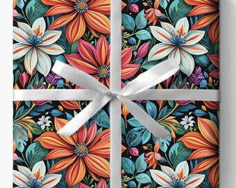 Botanical Bright Floral Design Gift Wrap for Birthdays