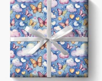 Butterfly Wrapping Paper: Colorful Floral Gift Wrap