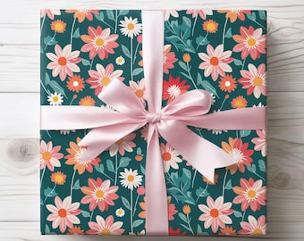 Pink & Peach Floral Wrapping Paper Roll