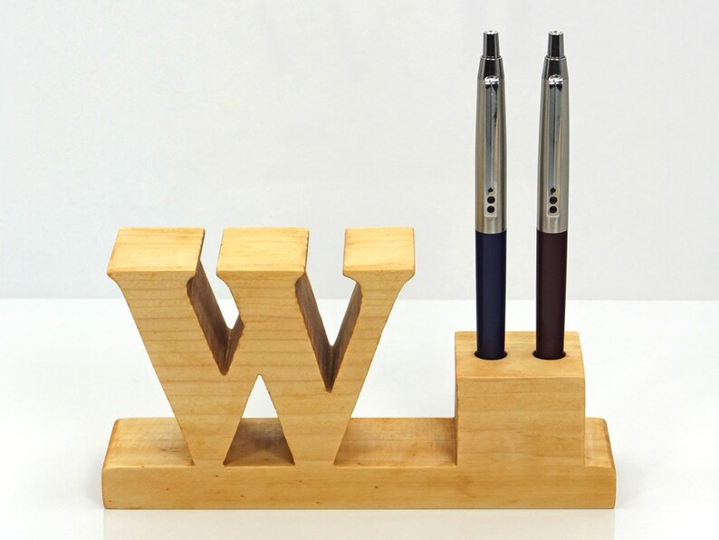 Pen Holder. Personalized Wooden Desk Pen Holder With Letter Etsy