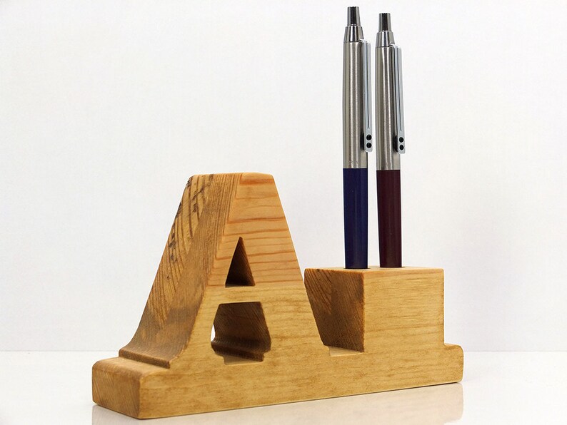 Pen Holder. Personalized Wooden Desk Pen Holder With Letter Etsy UK