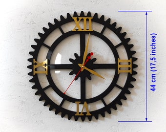 Wooden Gear Wall Clock. Steampunk Wall Decor. Steampunk Wall Clock.