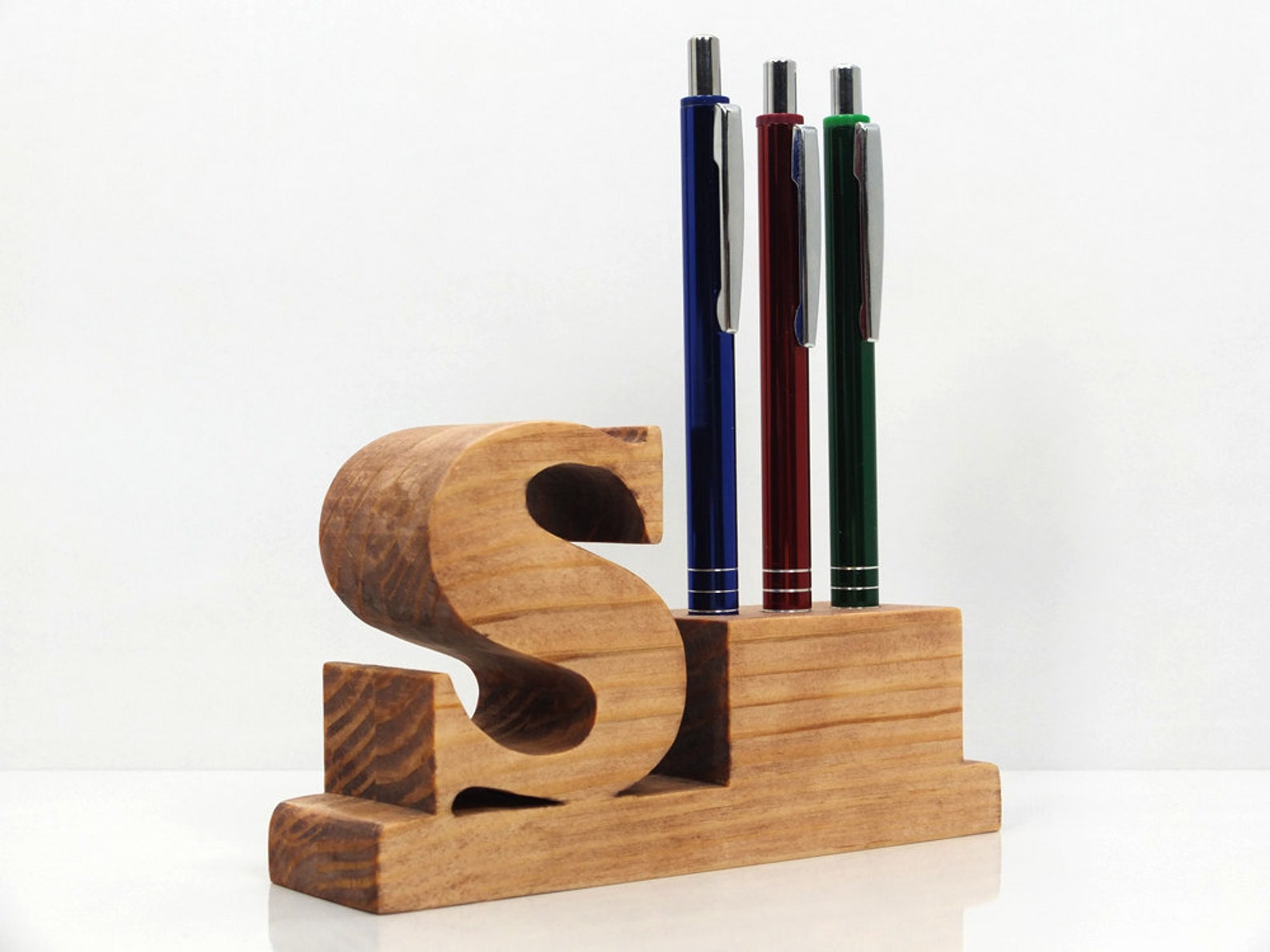 Pen Holder. Personalized Wooden Desk Pen Holder With Letter Etsy India