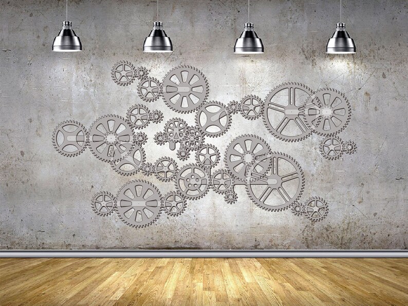 SelfRotating Gears Wall Decor. Wall Art. Mechanical Etsy