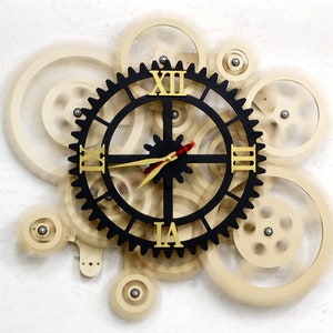 32 Wall Clock. 12 Rotating Gears. Steampunk Wall Clock. Big Bar and Pub Wall Clock. Industrial Wall Decor. image 3