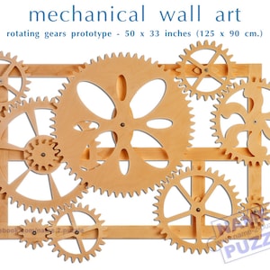 Mechanical Wall Art. Kinetic Wall Art Decor. Wooden Gears Wall Decor Sculpture.