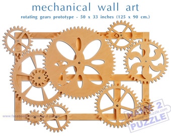 Mechanical Wall Art. Kinetic Wall Art Decor. Wooden Gears Wall Decor Sculpture.