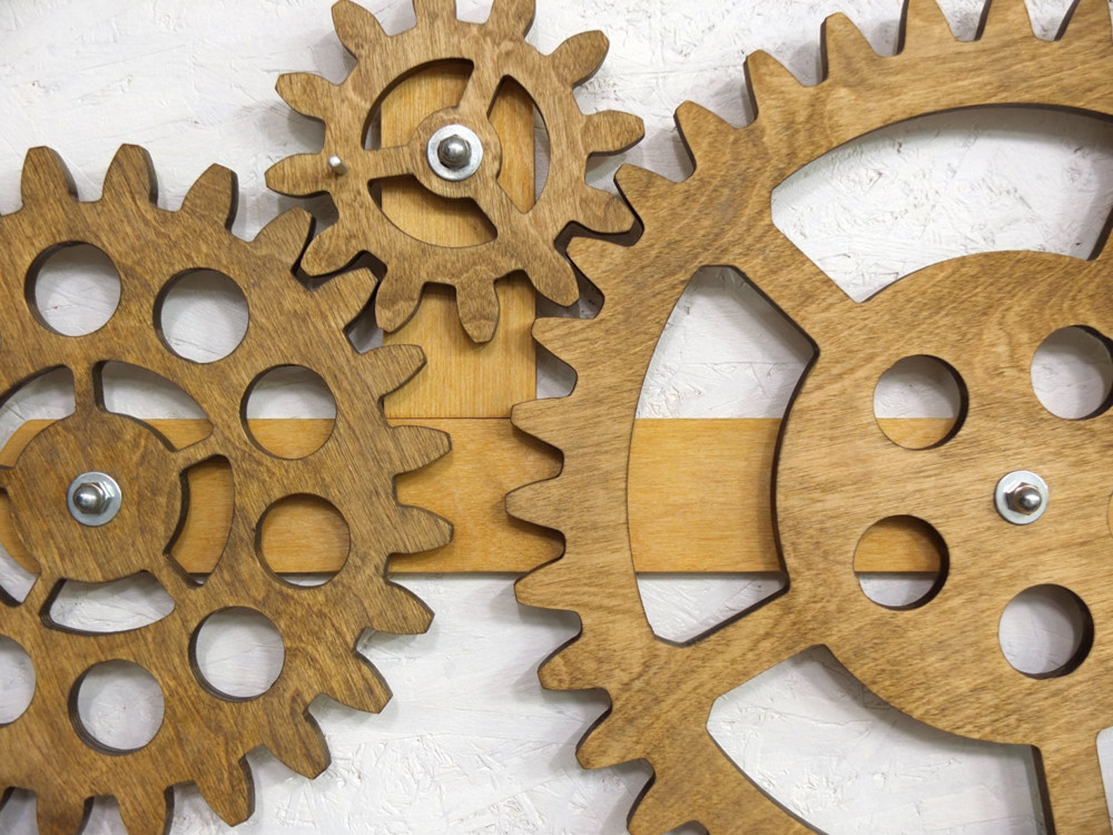 Mechanical Wall Art. Wall Art Decor. Rotating Wooden Gears Wall Decor Sculpture