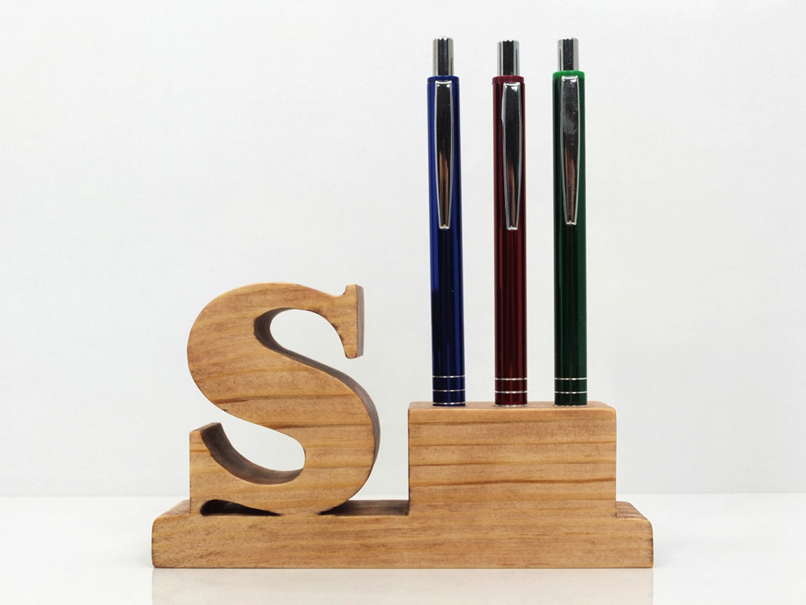 Pen Holder. Personalized Wooden Desk Pen Holder With Letter Etsy India