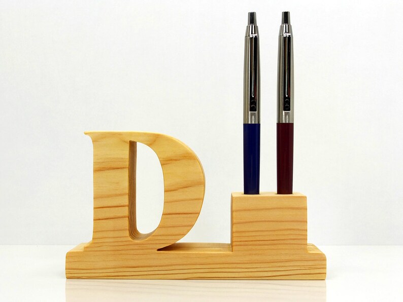 Pen Holder. Personalized Wooden Desk Pen Holder With Letter Etsy