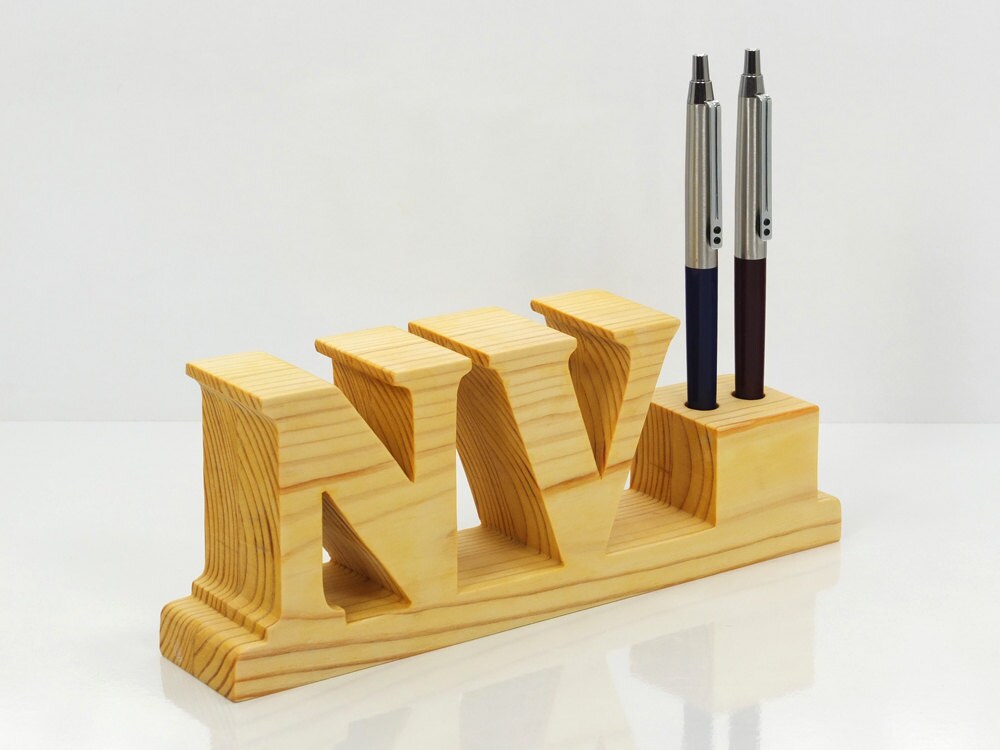Pen Holder Pencil Desk Personalized Gift Initials Personalised Letters Office
