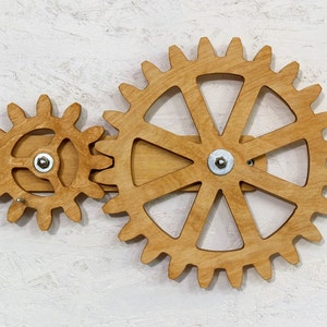 Mechanical Wall Art. Kinetic Wall Art Decor. Rotating Wooden Gears Wall Decor Sculpture. Steampunk Wall Decor
