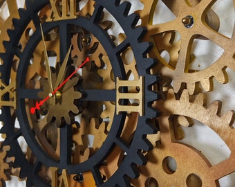 32" Wall Clock. 12 Rotating Gears. Steampunk Wall Clock. Big Bar and Pub Wall Clock. Industrial Wall Decor.