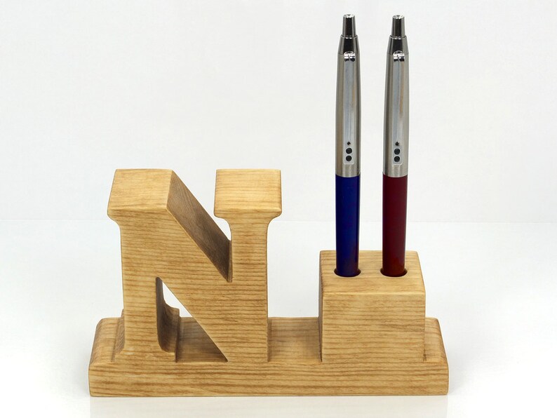 Pen Holder. Personalized Wooden Desk Pen Holder With Letter Etsy
