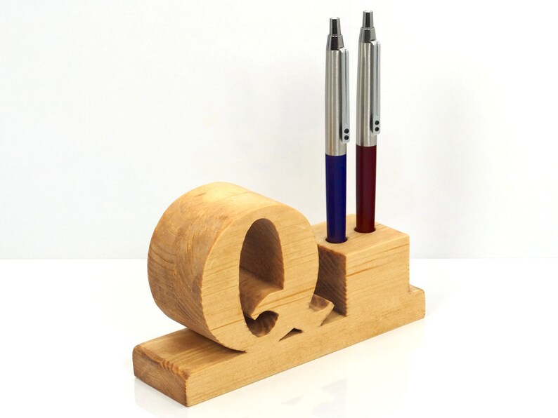 Pen Holder. Personalized Wooden Desk Pen Holder With Letter Etsy