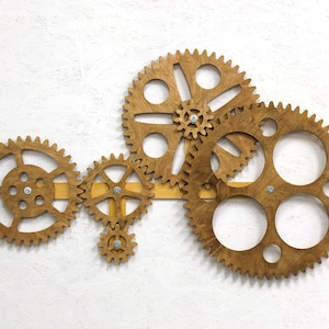 Mechanical Wall Art. Kinetic Wall Art Decor. Rotating Wooden Gears Wall Decor Sculpture. Steampunk Wall Decor