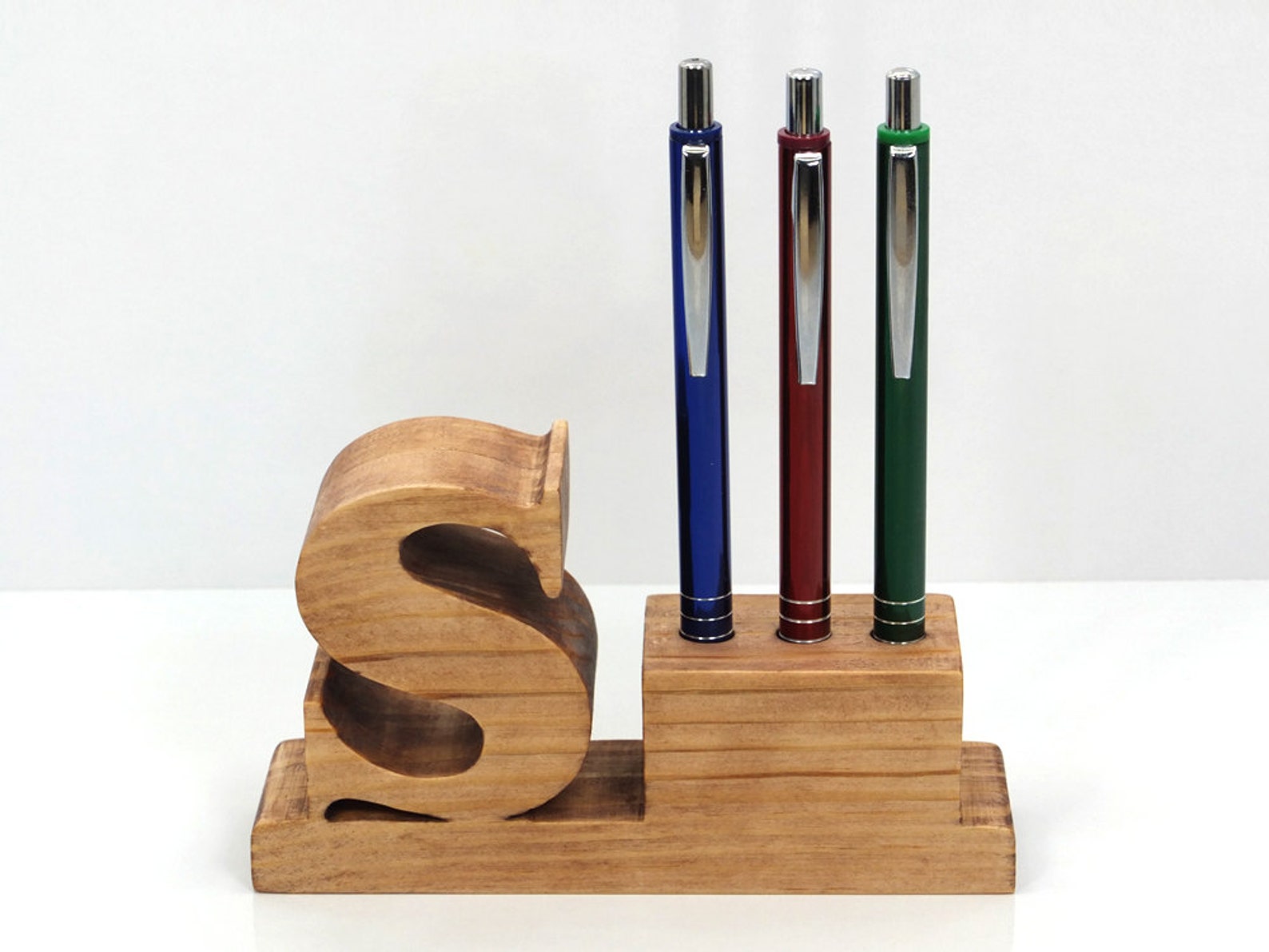 Pen Holder. Personalized Wooden Desk Pen Holder With Letter Etsy India