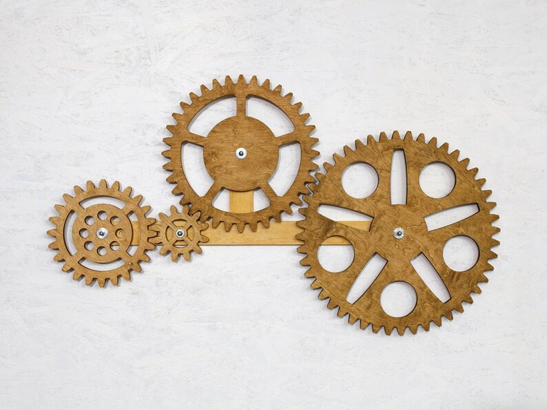 Mechanical Wall Art Kinetic Decor Rotating Wooden