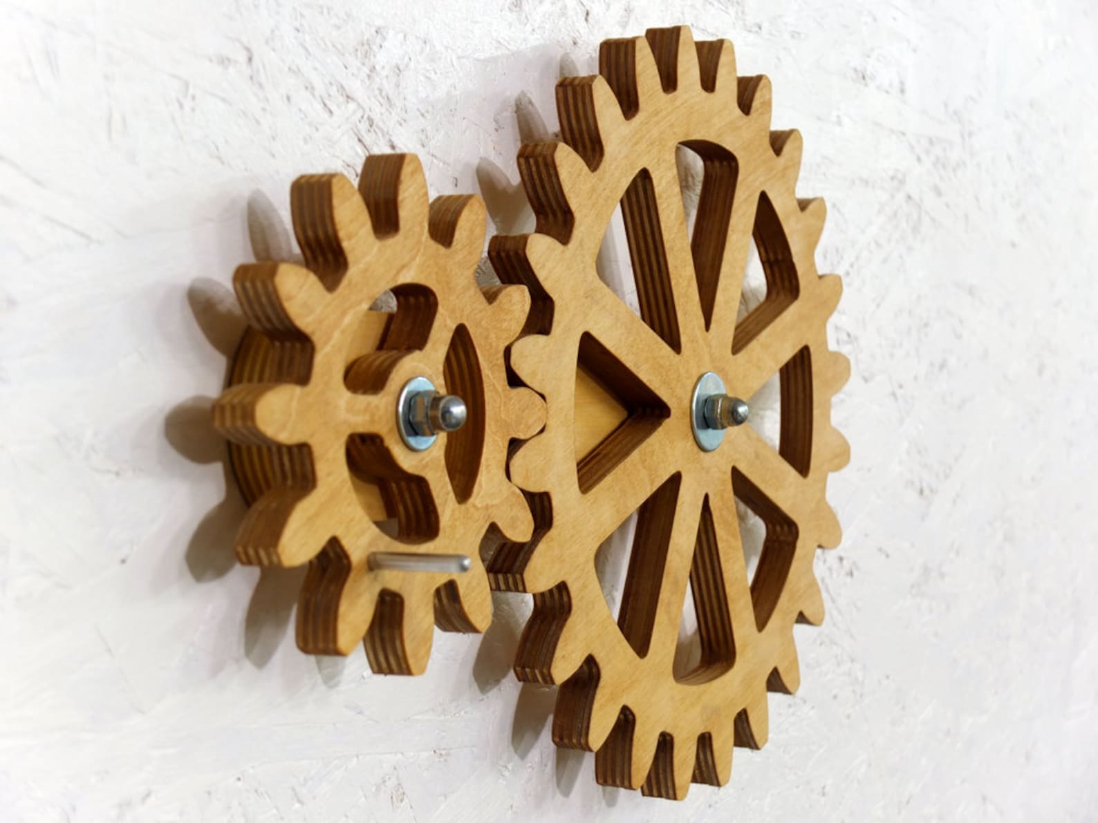 Mechanical Wall Art. Wall Art Decor. Rotating Wooden Gears Wall